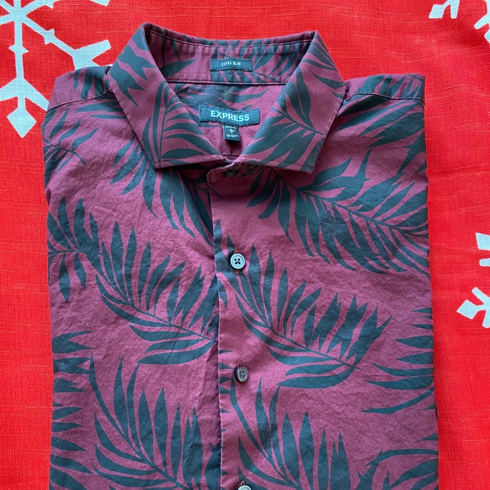 Express Extra Slim Patterned Button Down Shirt - image 4